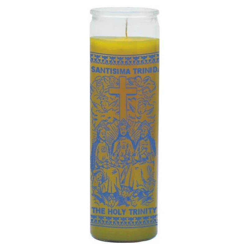 7 day candle holy trinity in white