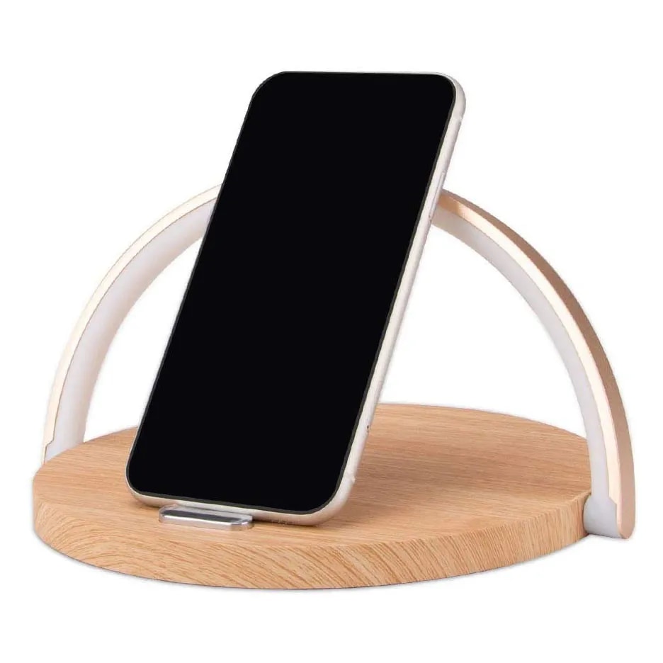 Wood LED Lamp Mobile Phone Stand & Wireless Charger
